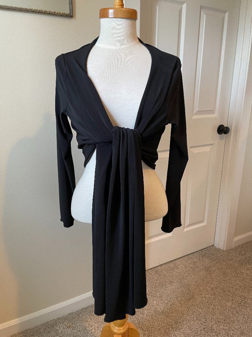 Y2K Dervish Black shrug with multiple ways to tie